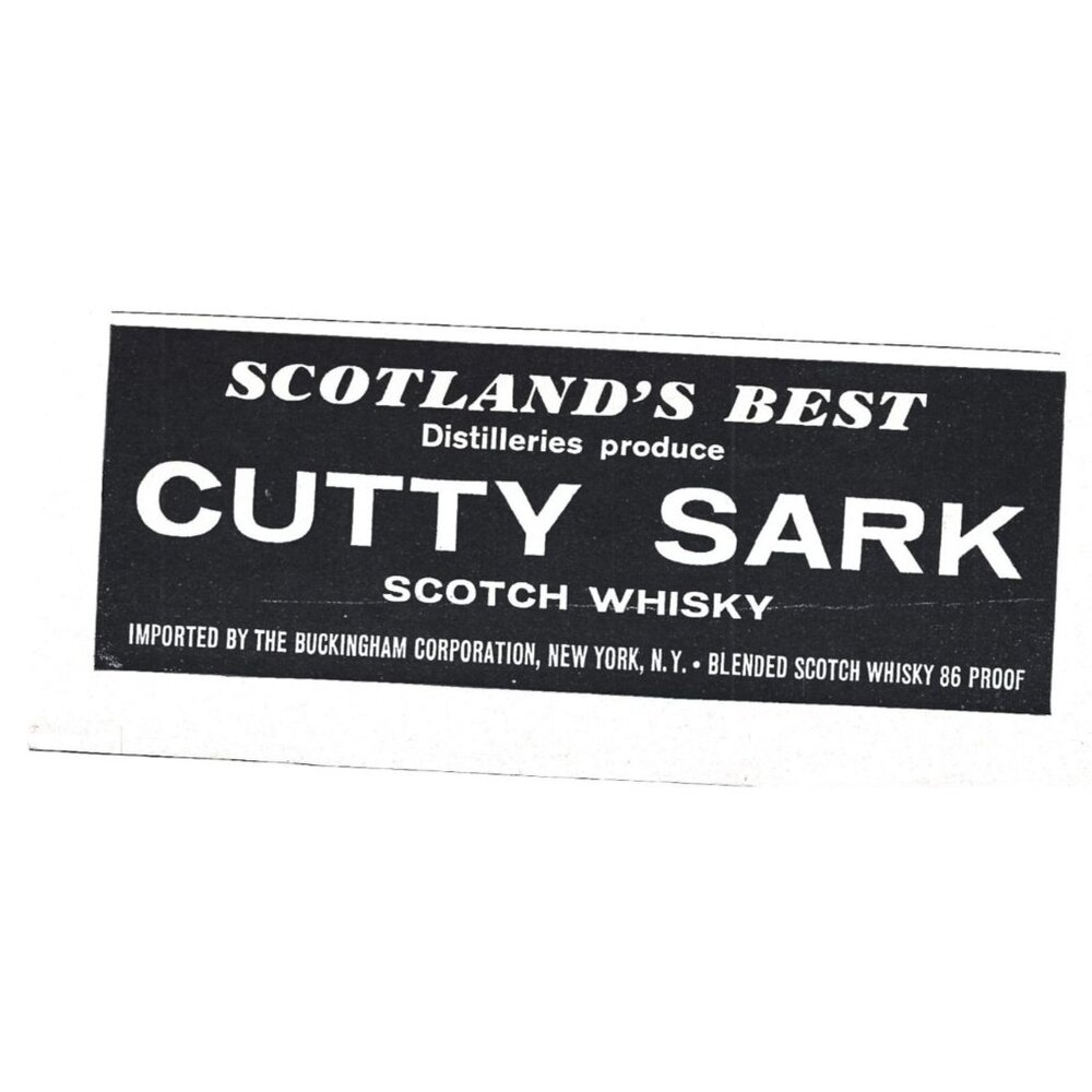 Cutty Sark Scotch Whisky 86 Proof Label 1961 Vintage Print Ad 9 inch Tall